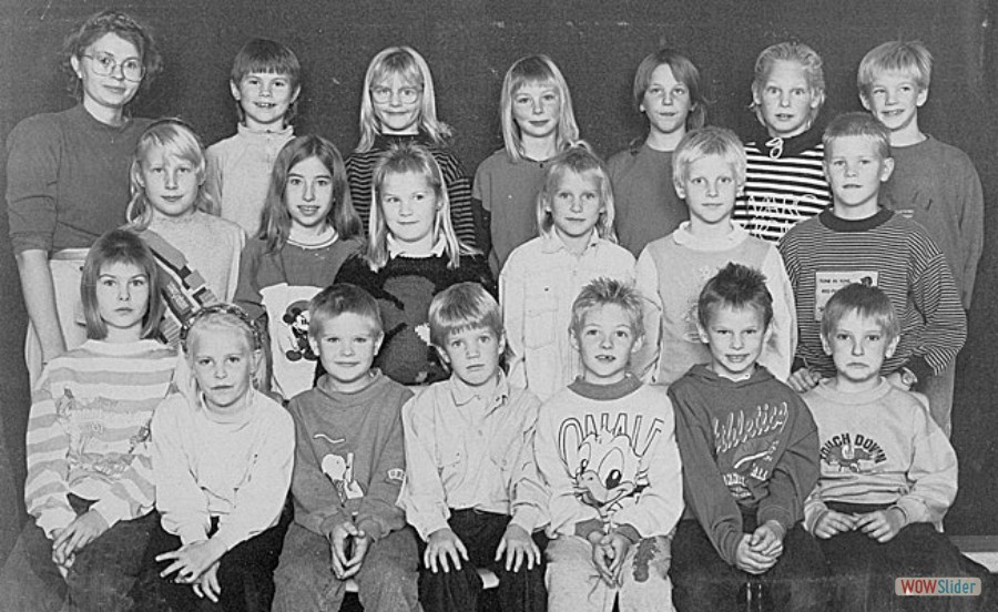1990-91 Björkängsskolan klass Grön lärare Carina Bäcklund