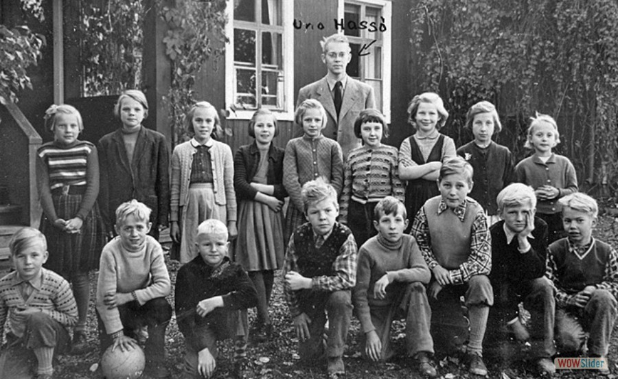 1954-55 Kyrkskolan Västland klass 3-4 lärare Uno Hassö