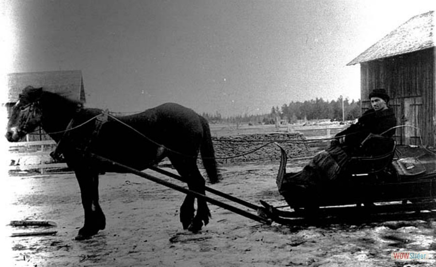 18 Helmer Olsson på väg till Marma med post, 1924